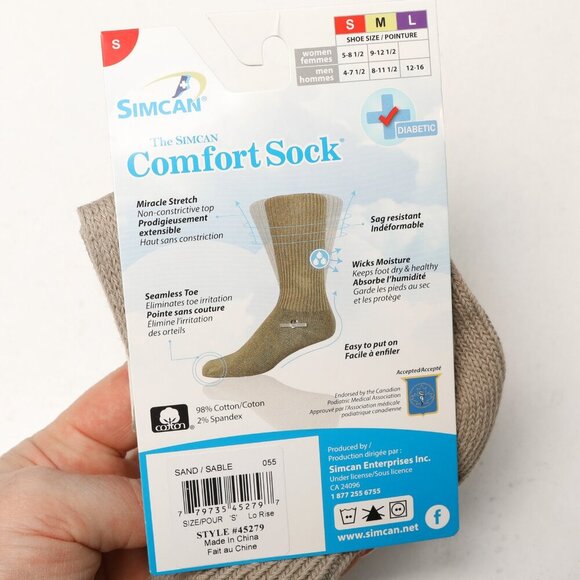 Simcan Comfort Sock Low Rise Diabetic Super Stretch Brown Tan - Picture 3 of 4